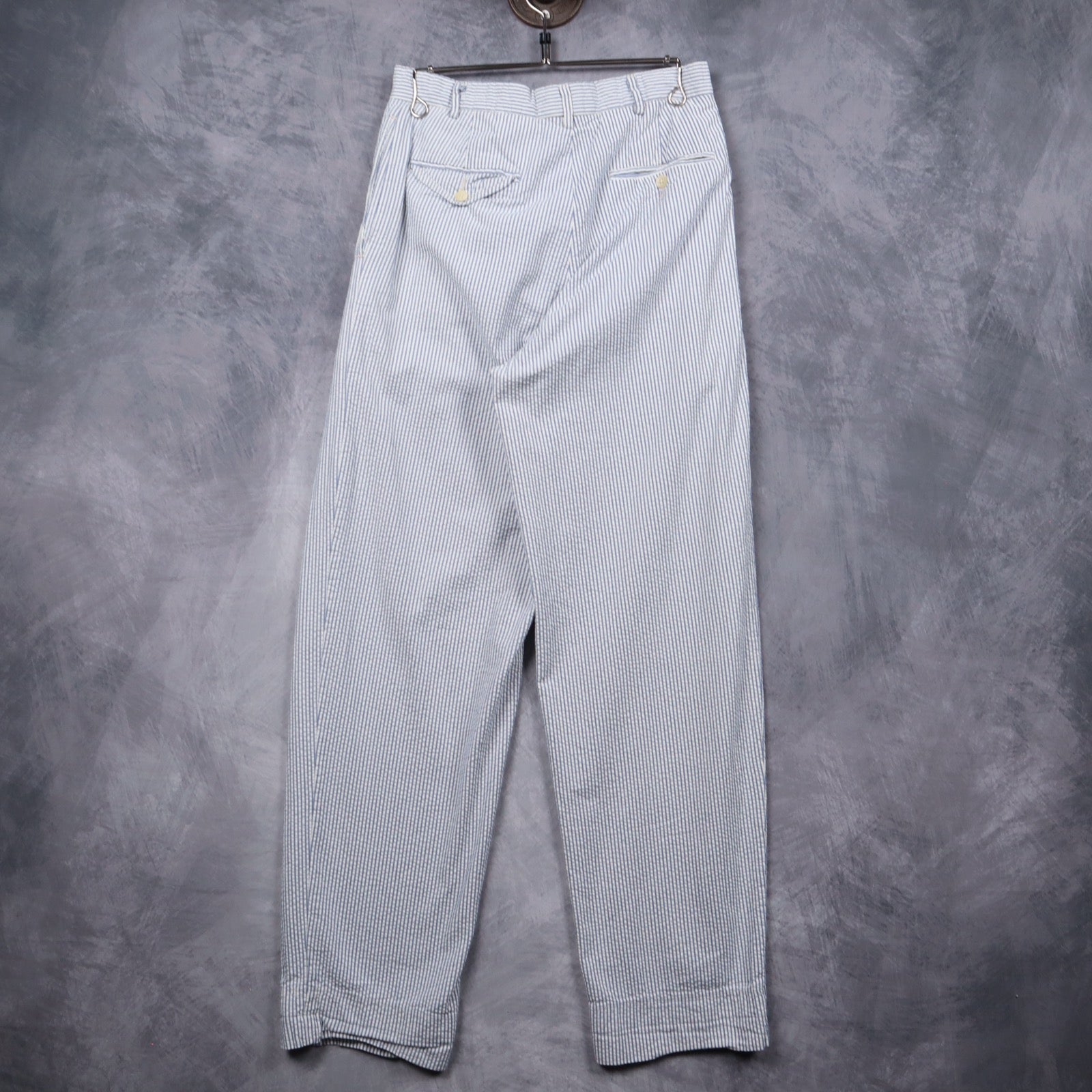 90s Blue & White Polo by Ralph Lauren Seersucker Pleated Pants 5191