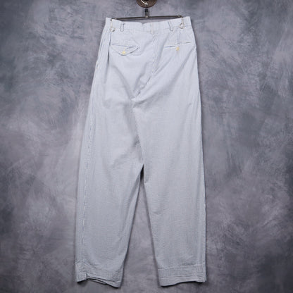 90s Blue & White Polo by Ralph Lauren Seersucker Pleated Pants 5191
