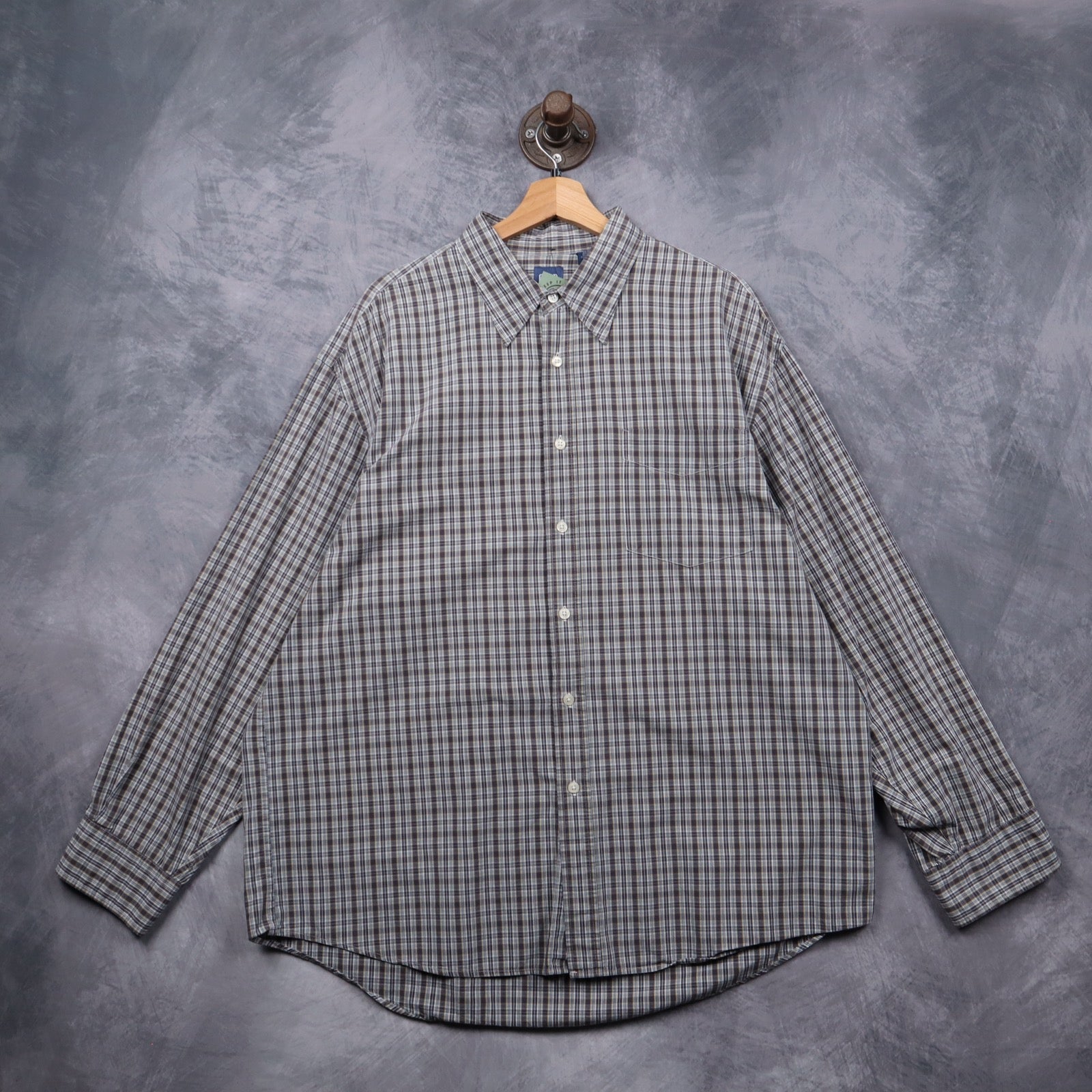 90s Brown Plaid Gap Long Sleeve Button Up Shirt 5536