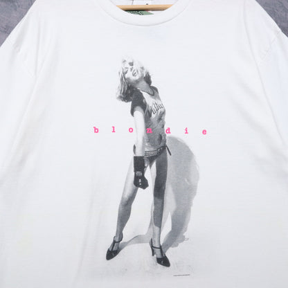 90s White Blondie Band Photo Shirt 4952