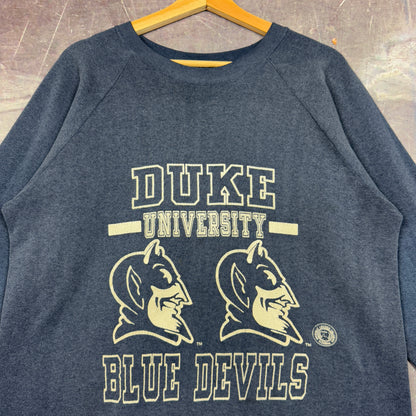 80s Navy Blue Duke University Blue Devils Graphic Crewneck Sweatshirt M 1245