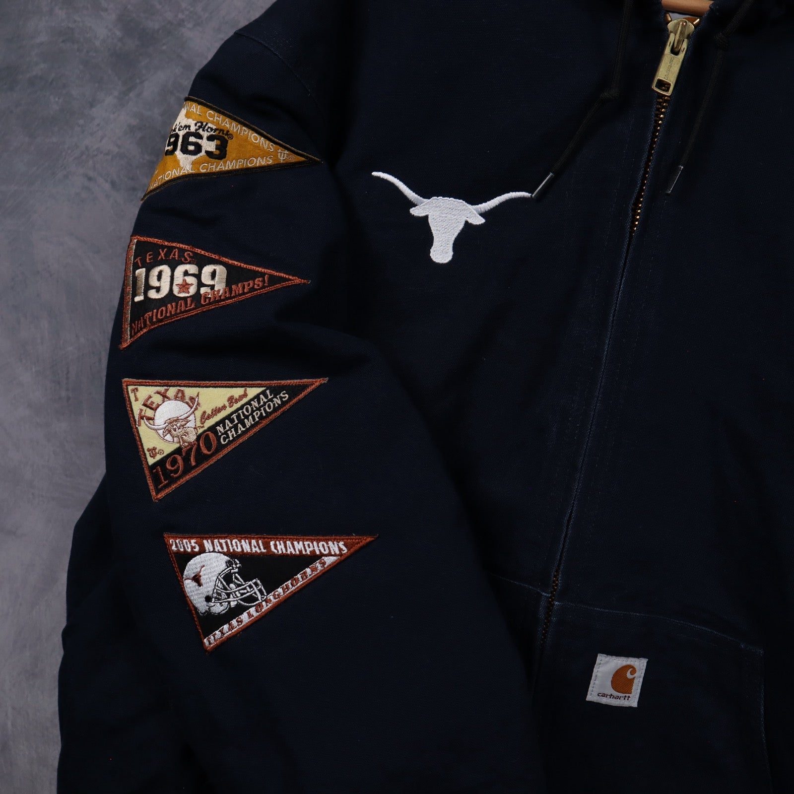 00s Navy Blue Carhartt Texas Longhorns National Champions Hooded Jacket 5902