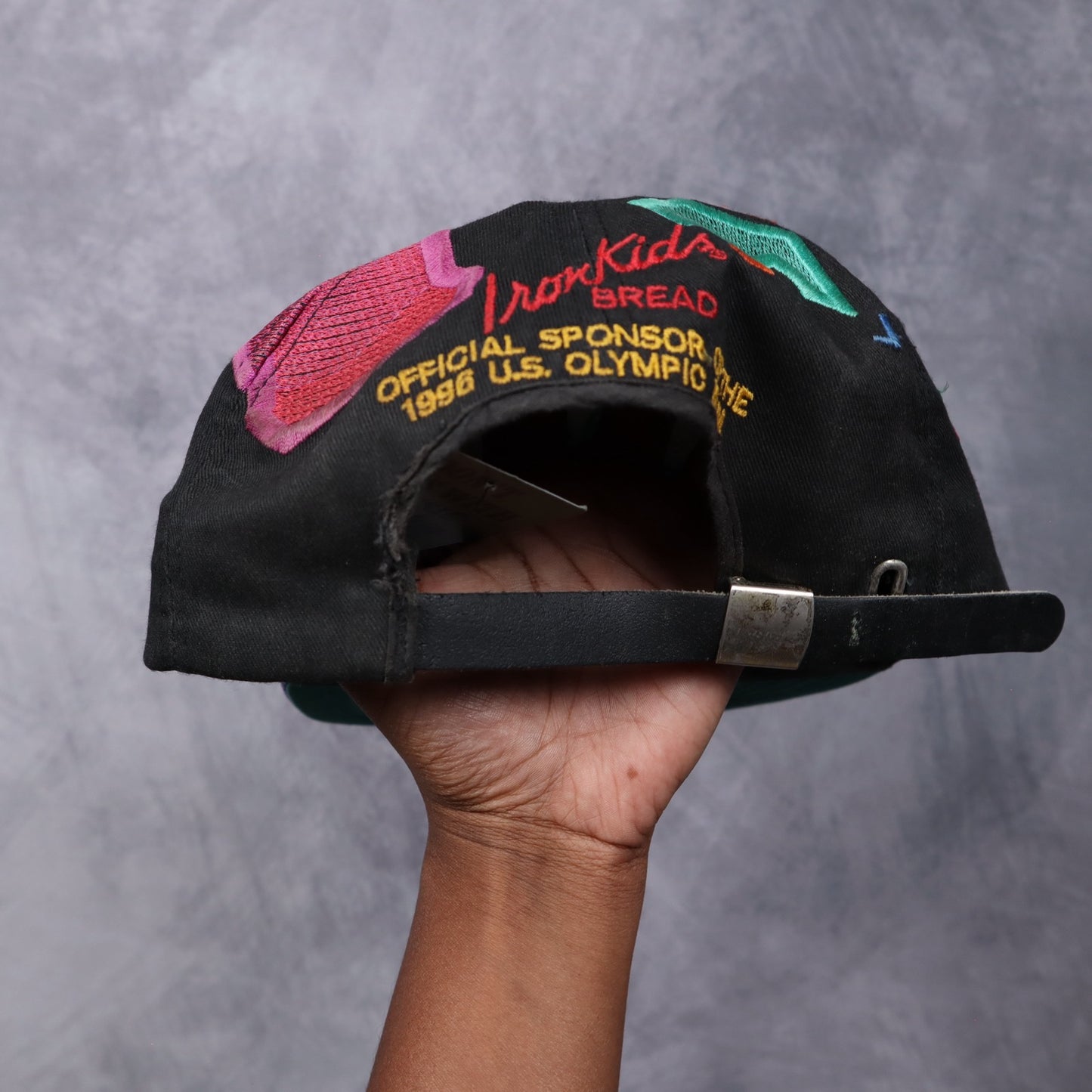 1996 Black Iron Kids Bread USA Olympics Snapback Hat 5616