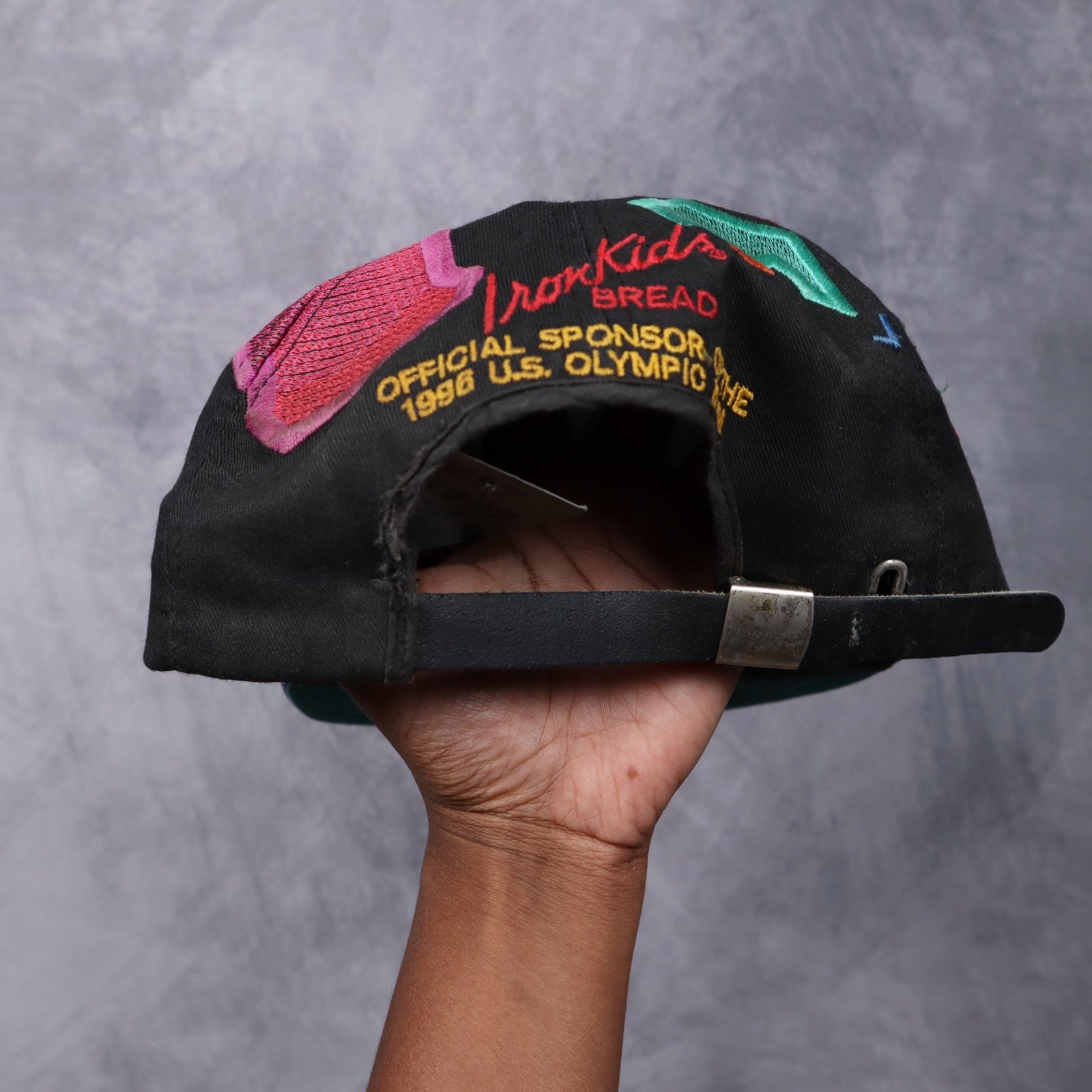 1996 Black Iron Kids Bread USA Olympics Snapback Hat 5616