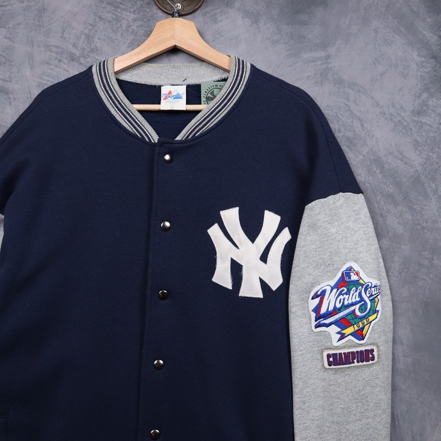 1999 Navy Blue New York Yankees World Series Champions Majestic Varsity Jacket 5078