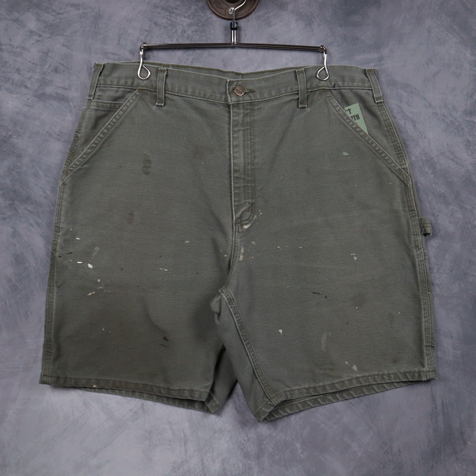 00s Moss Green Carhartt Painted Carpenter Shorts 5171