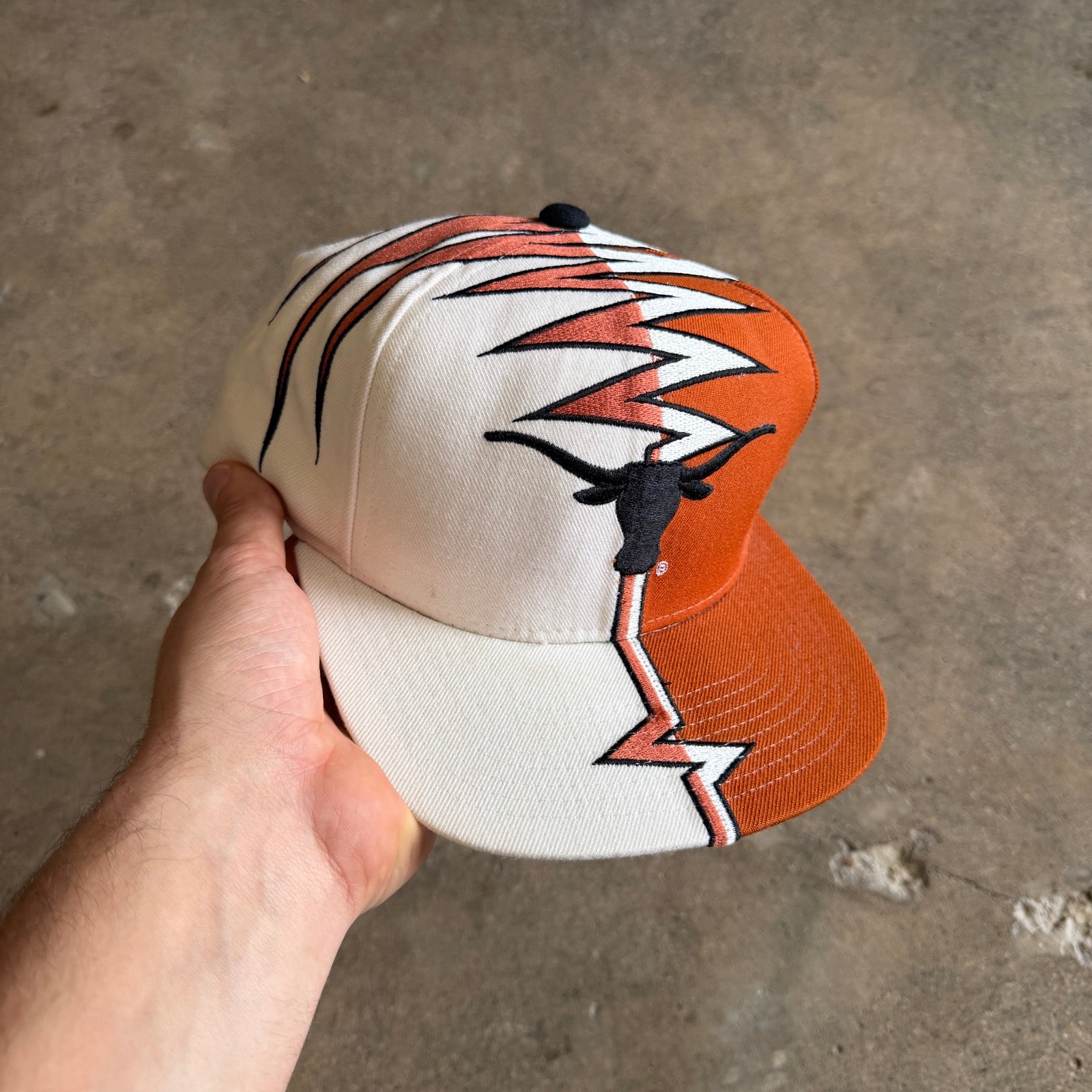 90s Orange and White Texas Longhorns Starter Shockwave Snapback Hat 5777