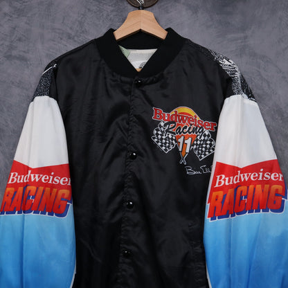 90s Black Budweiser Racing Bill Elliott Fanimation Bomber Jacket 5094