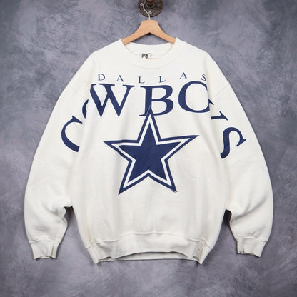 90s White Dallas Cowboys Wraparound Crewneck Sweatshirt 6633
