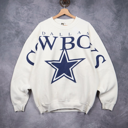 90s White Dallas Cowboys Wraparound Crewneck Sweatshirt 6633