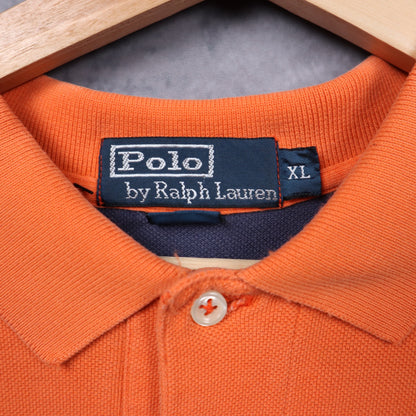 90s Orange Polo Ralph Lauren Striped Long Sleeve Polo Shirt 5466