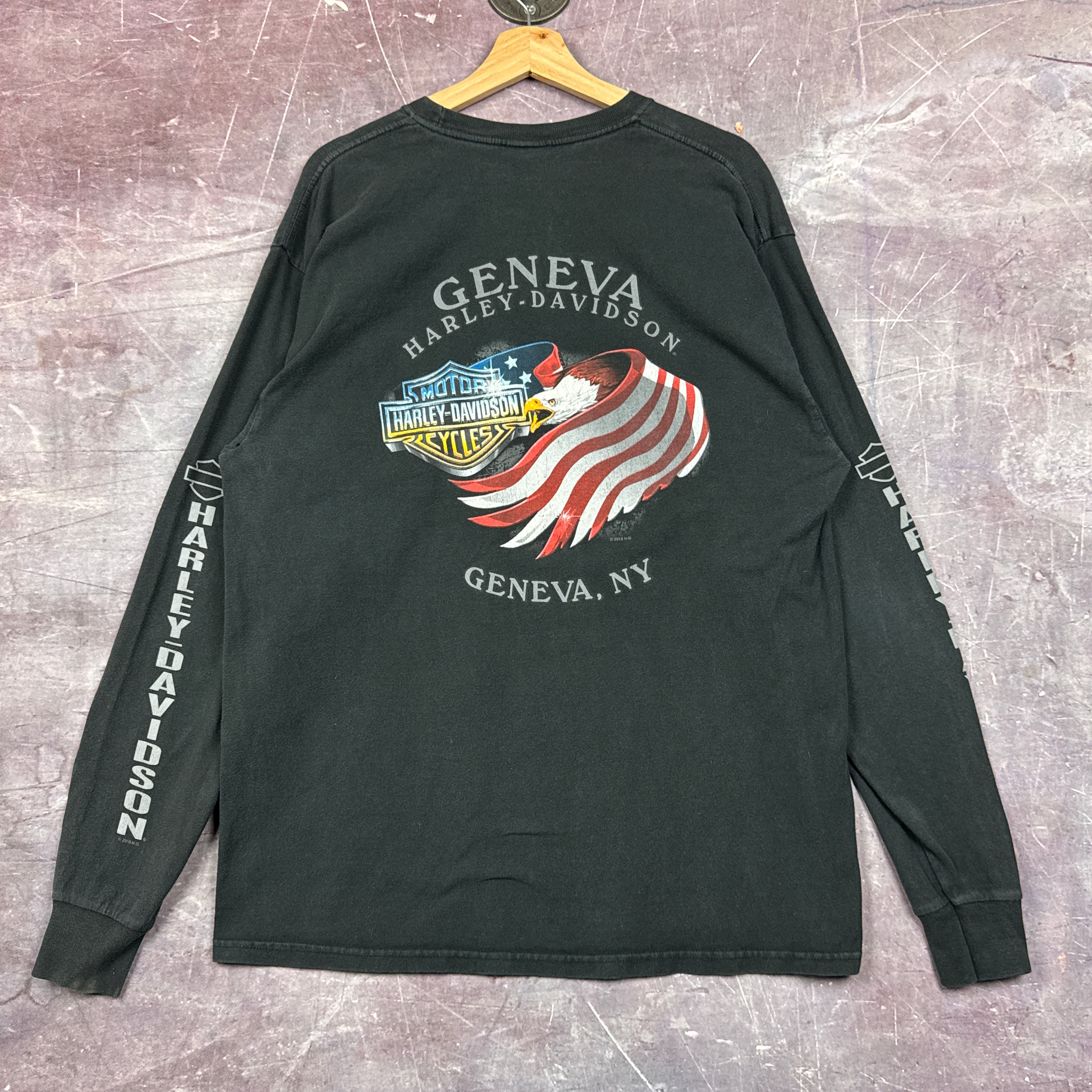 00s Harley davidson Metal Flame long sleeve t shirt (made in 00s 