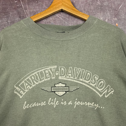 90s Olive Green Harley Davidson Sweatshirt 3089