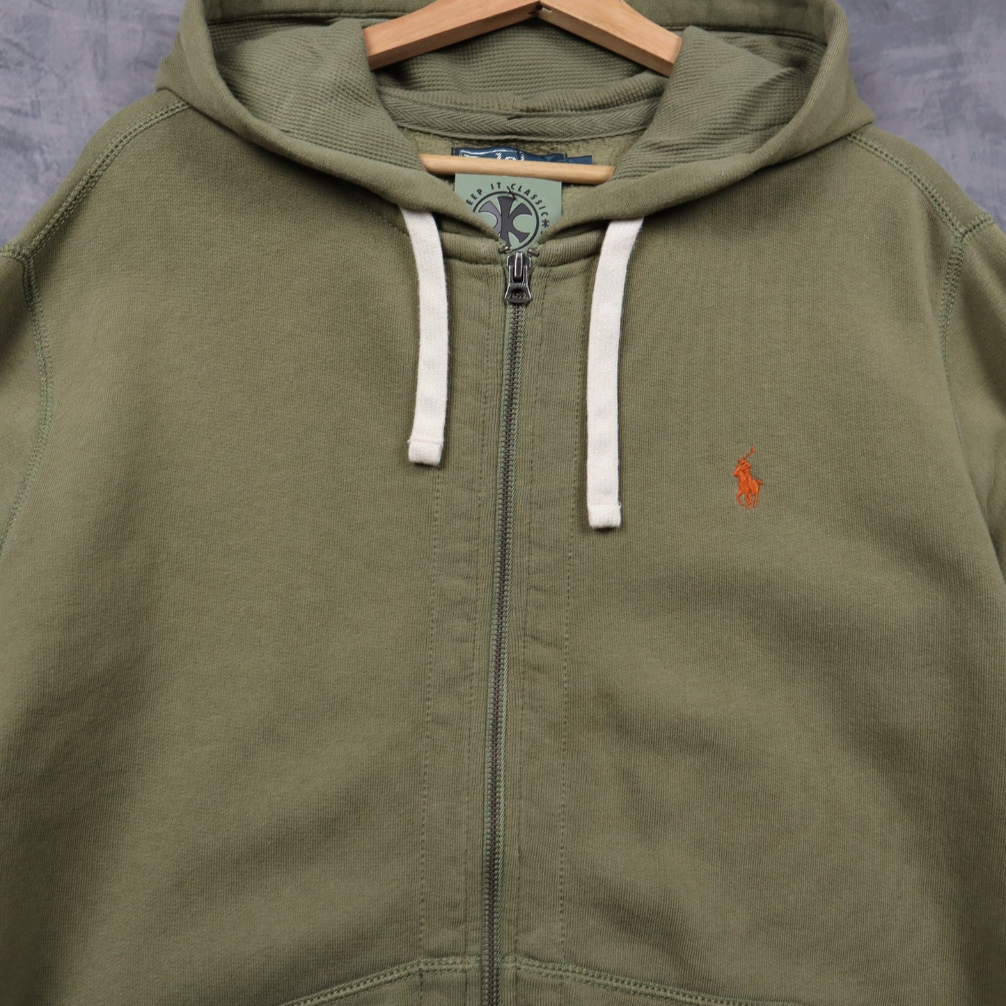 90s Olive Green Polo Ralph Lauren Essential Zip Up Hoodie 4697
