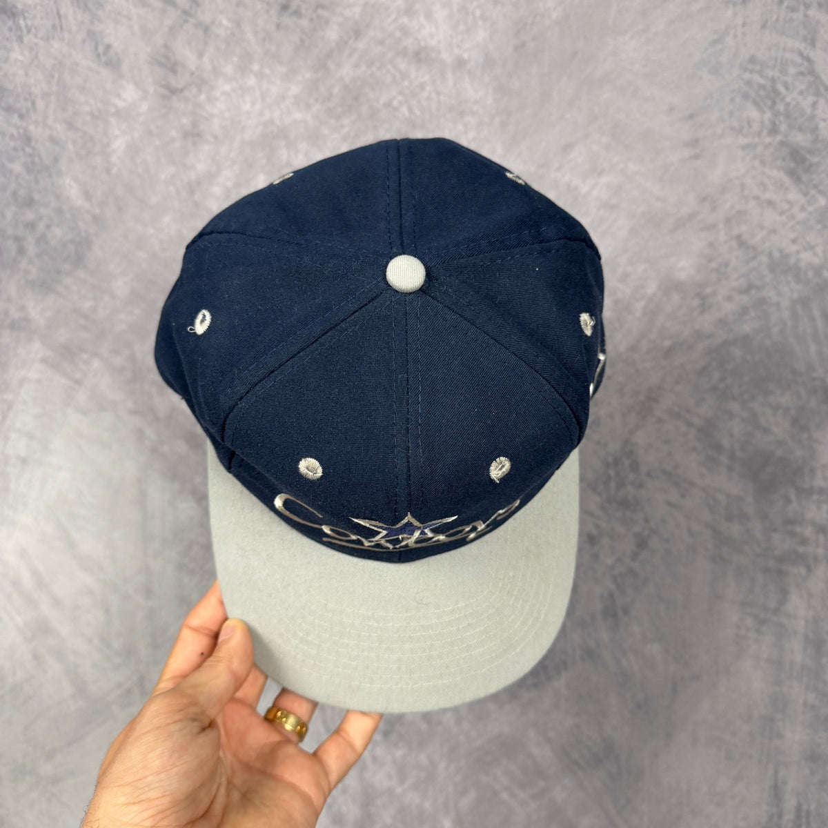 90s Navy Blue Dallas Cowboys The Game Snapback Hat 6851