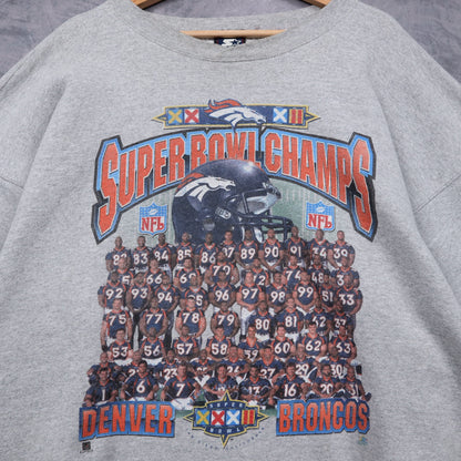 1998 Grey Denver Broncos Super Bowl Champs Crewneck Sweatshirt 6442