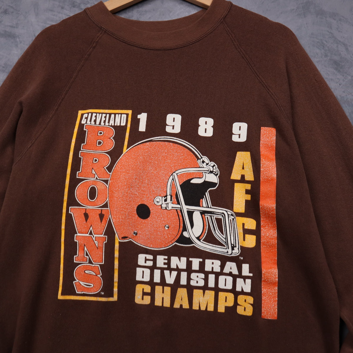 1989 Brown Cleveland Browns AFC Central Division Champs Crewneck Sweatshirt 6531