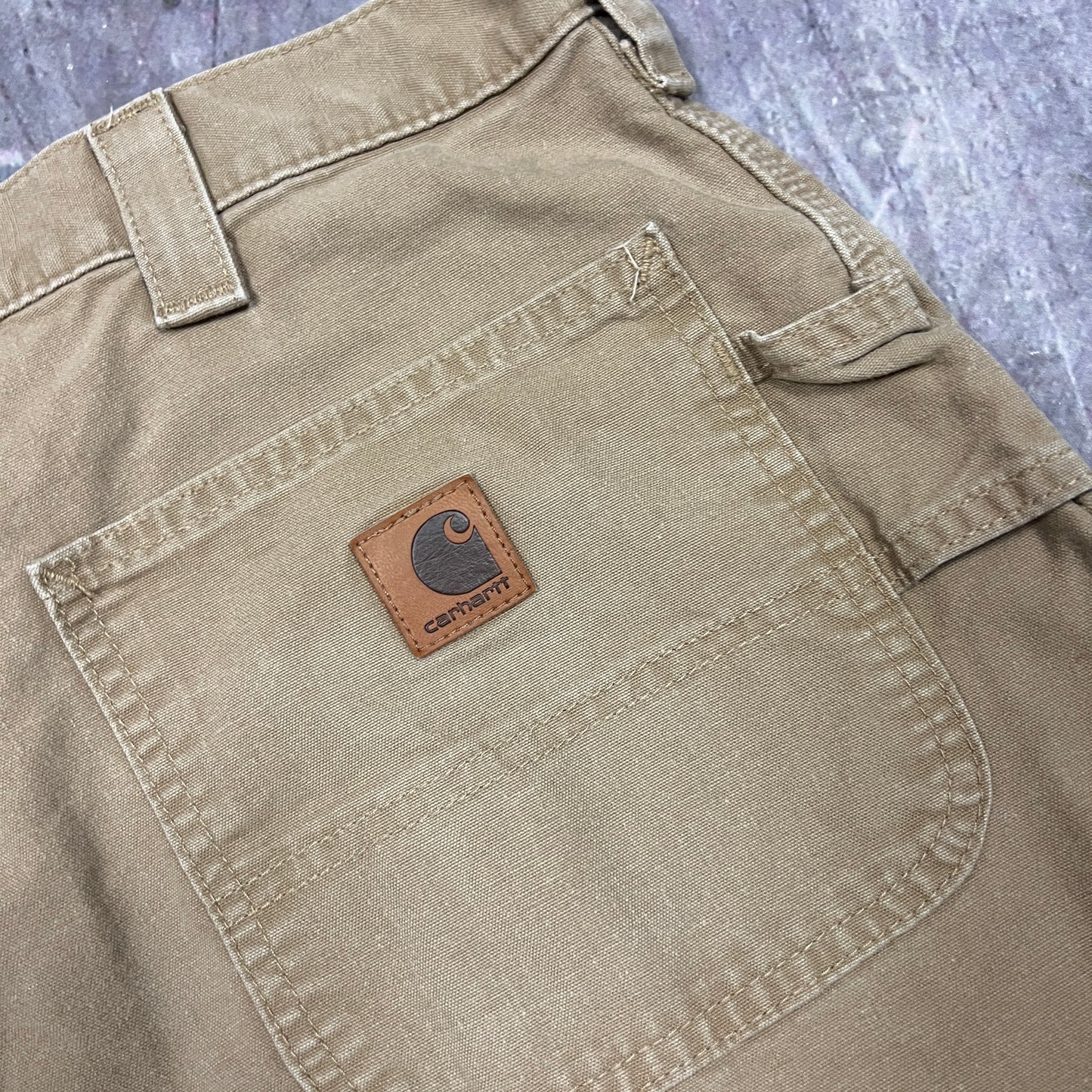 Early 00s Tan Brown Baggy Carhartt Carpenter Work Shorts 35x11 AZ76