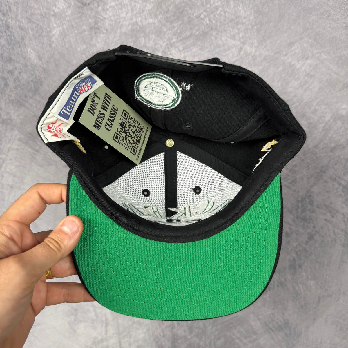 90s Black Green Bay Packers Champions Snapback Hat 6803