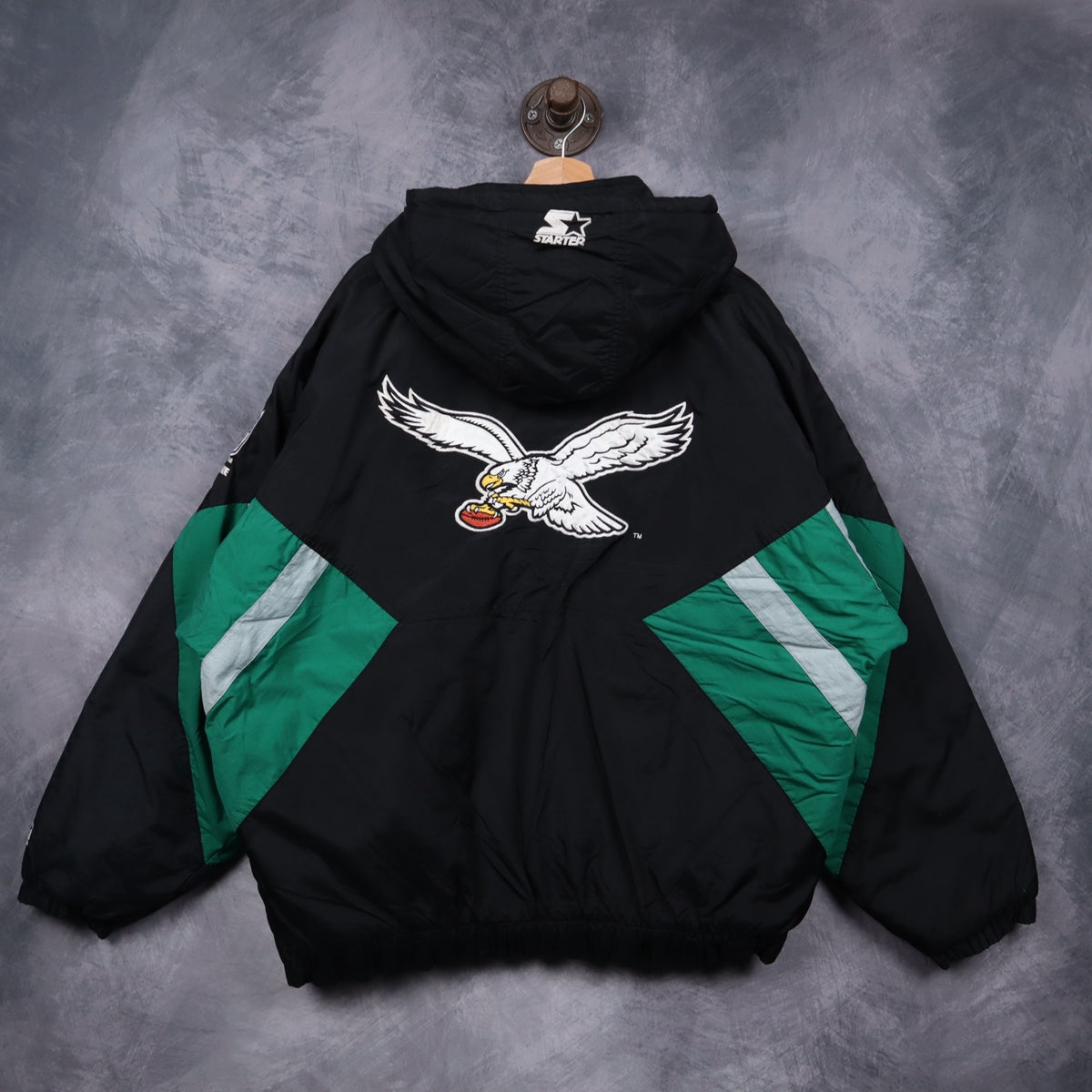 90s Black Philadelphia Eagles Starter Pullover Jacket 6505