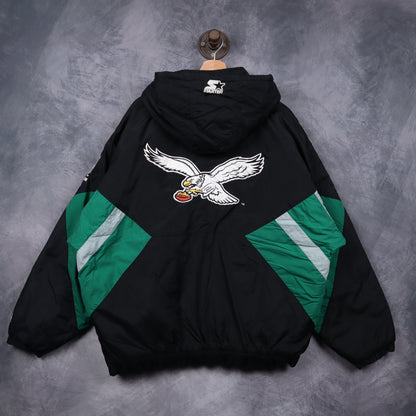 90s Black Philadelphia Eagles Starter Pullover Jacket 6505