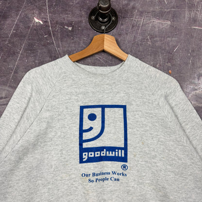 Early 90s Light Gray Goodwill Logo Graphic Crewneck Sweatshirt L 0051