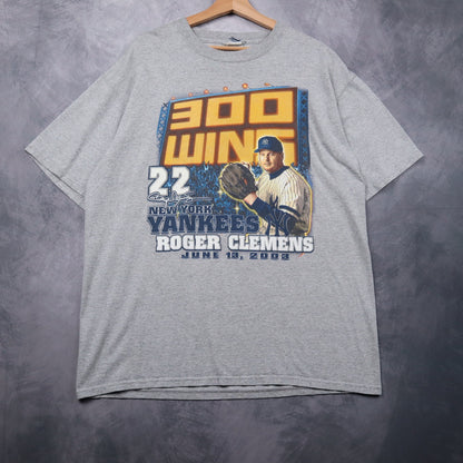 2003 Grey Roger Clemens 300 Wins Yankees Shirt 4676