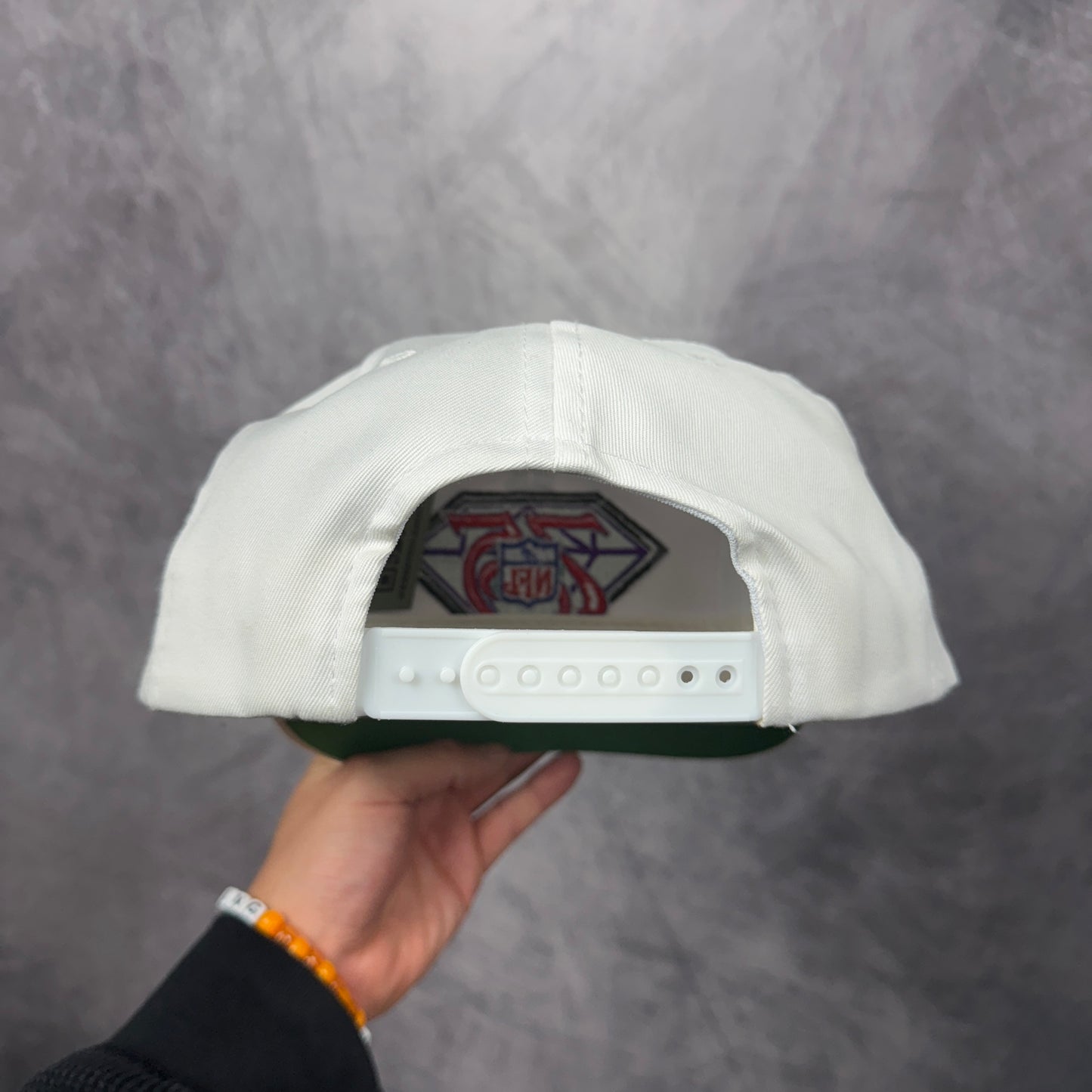 90s White NFL 75th Anniversary Snapback Hat 4305