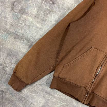 80s Mocha Brown Carhartt Thermal Lined Zip-Up Hoodie M 0332