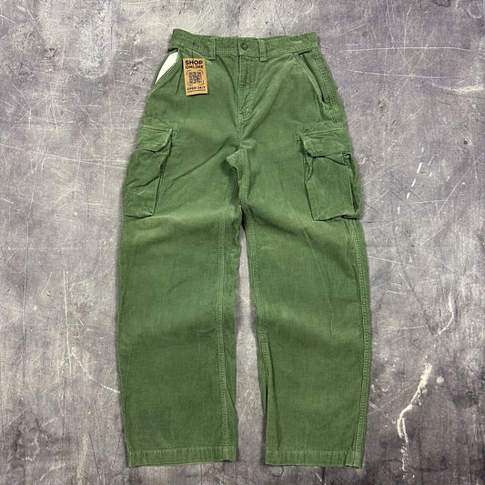 90s Olive Green Polo Ralph Lauren Baggy Tactical Corduroy Cargo Pants 28x29 N10