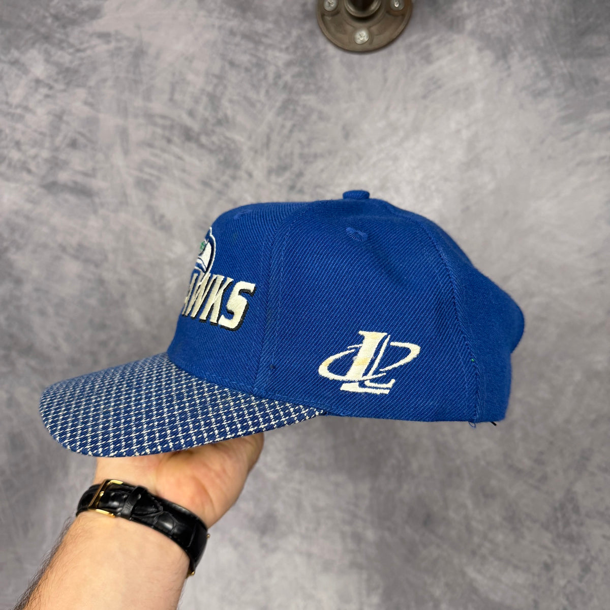 90s Blue Seattle Seahawks Logo Athletic NFL Pro Line Snapback Hat 6845