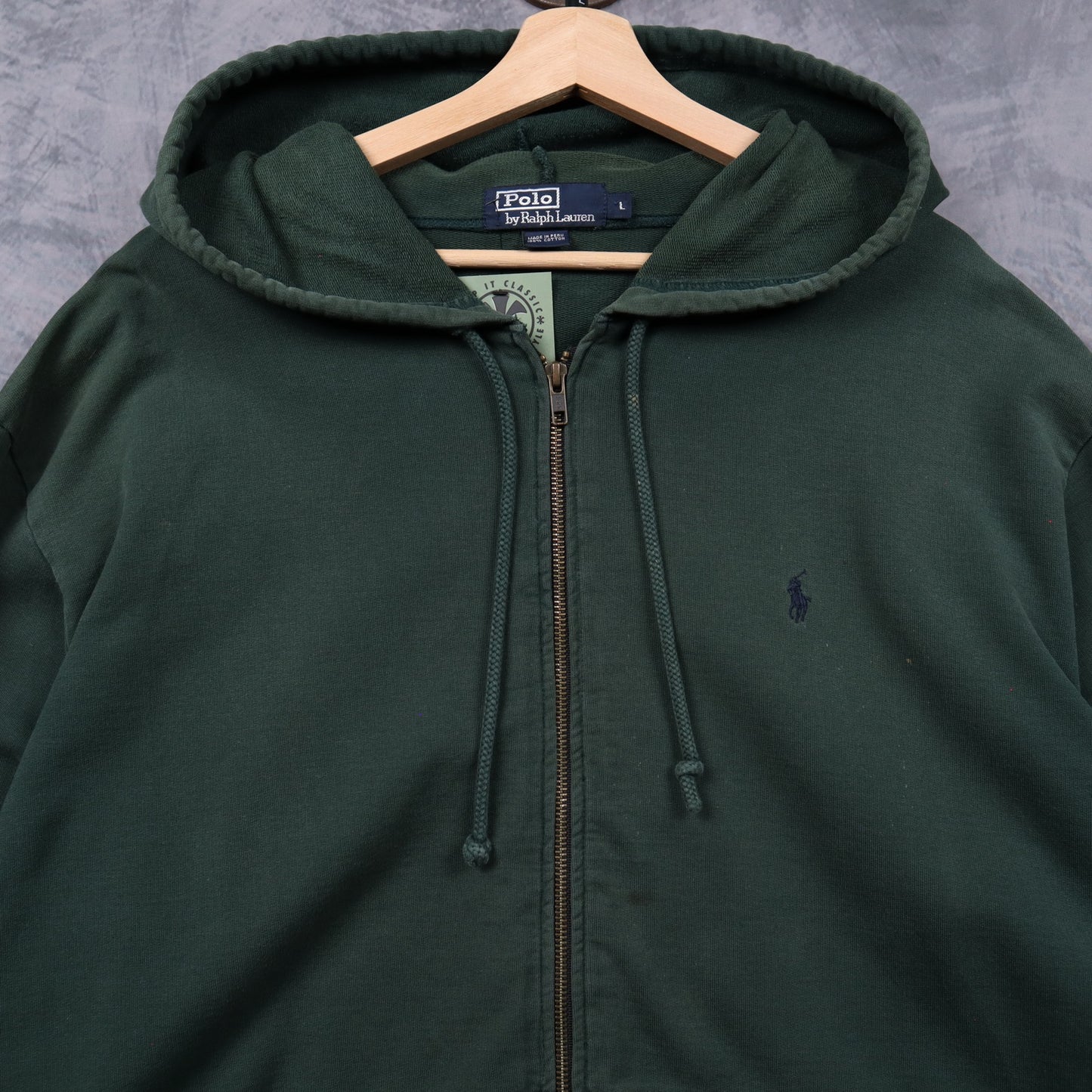 Early 2000s Dark Green Polo Ralph Lauren Zip Up Hoodie 4698