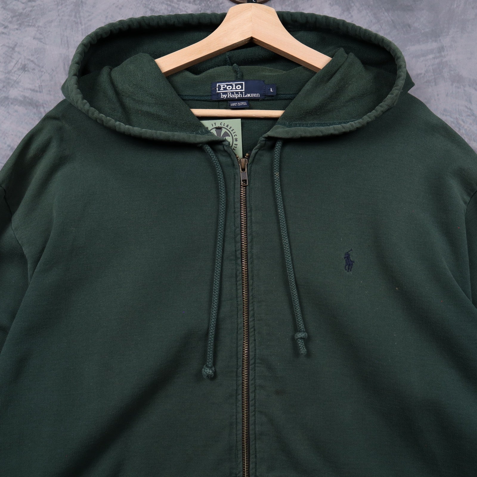 Early 2000s Dark Green Polo Ralph Lauren Zip Up Hoodie 4698