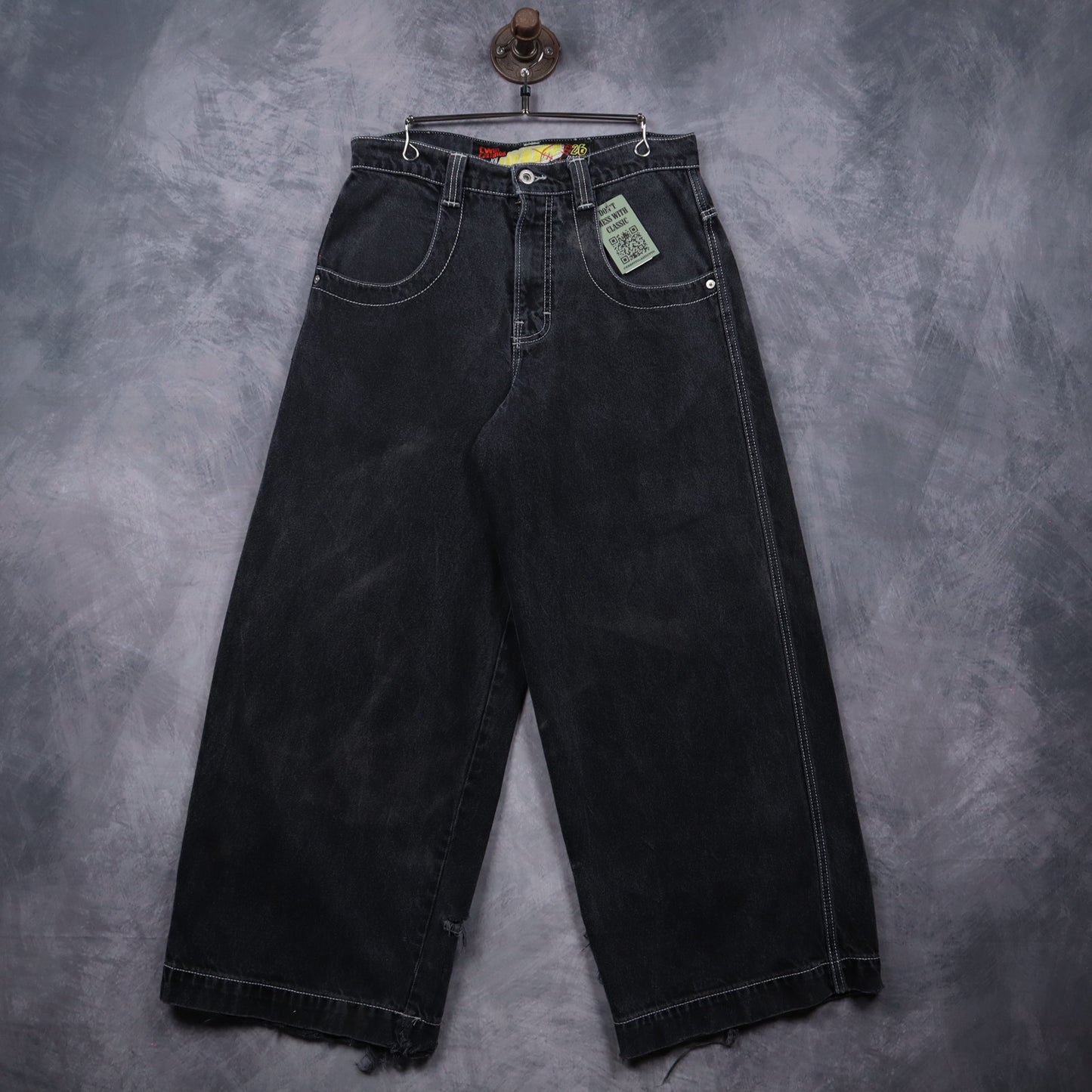00s Faded Black JNCO Barrel Caliber 26 Wide Leg Jeans 5085