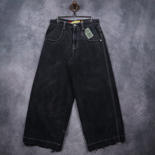 00s Faded Black JNCO Barrel Caliber 26 Wide Leg Jeans 5085