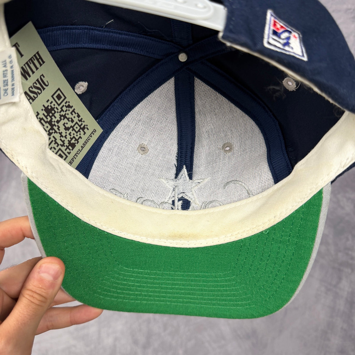 90s Navy Blue Dallas Cowboys The Game Snapback Hat 6851