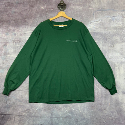 90s Green Lockheed Martin Logo Long Sleeve Graphic Shirt XL 0994