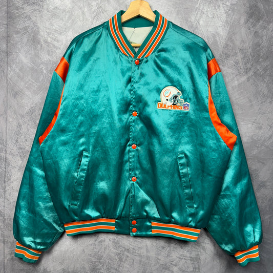 80s Teal Miami Dolphins Satin Jacket 4080