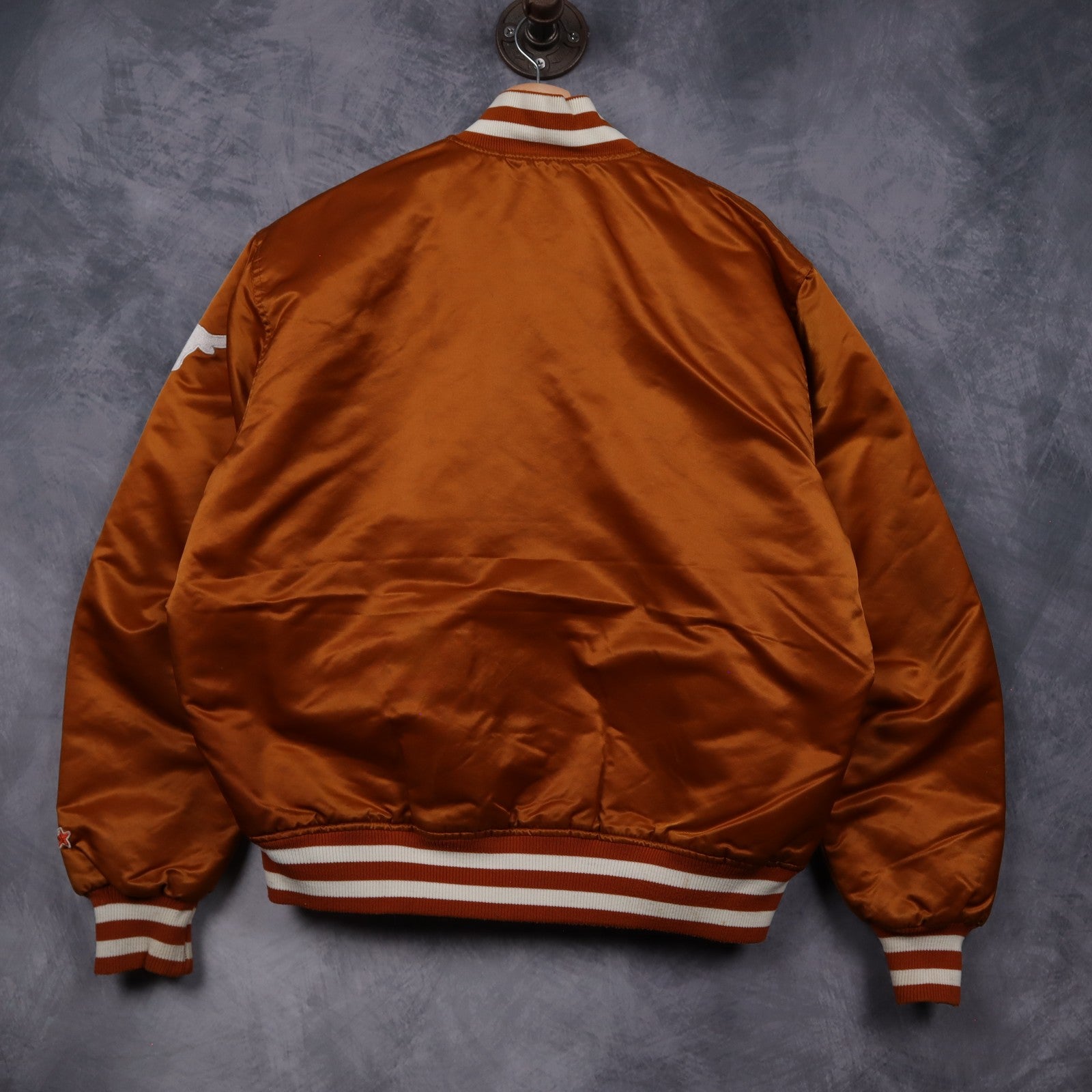 90s Burnt Orange Texas Longhorns Starter Satin Bomber Jacket 5905