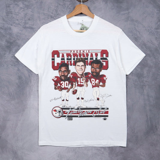 1987 White Phoenix Cardinals Touchdown Club Caricature Shirt 6680