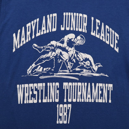 1987 Blue Maryland Junior League Wrestling Tournament Champion Shirt 5580
