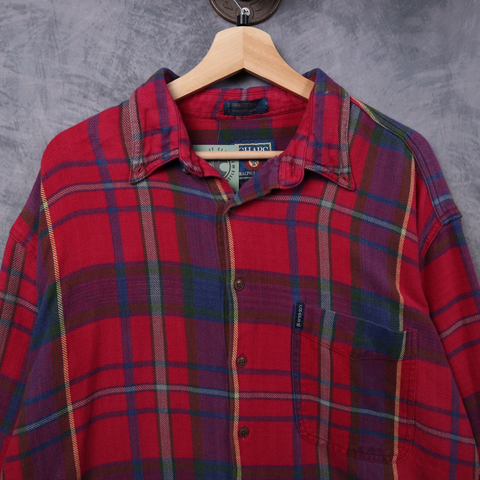 90s Red Chaps Ralph Lauren Plaid Flannel Shirt 5315