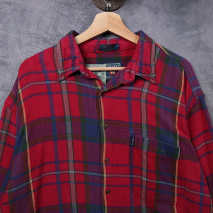 90s Red Chaps Ralph Lauren Plaid Flannel Shirt 5315