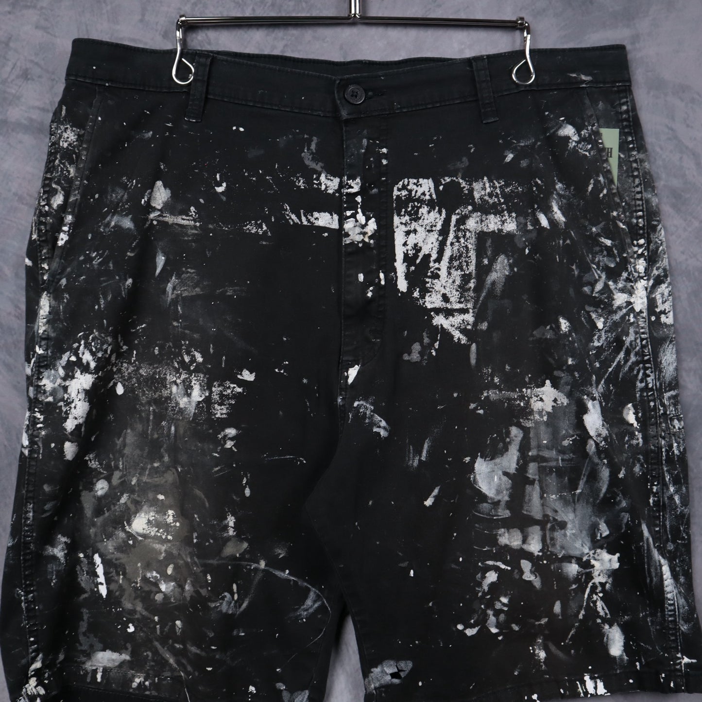 Y2K Black Paint Splattered Work Shorts 5212