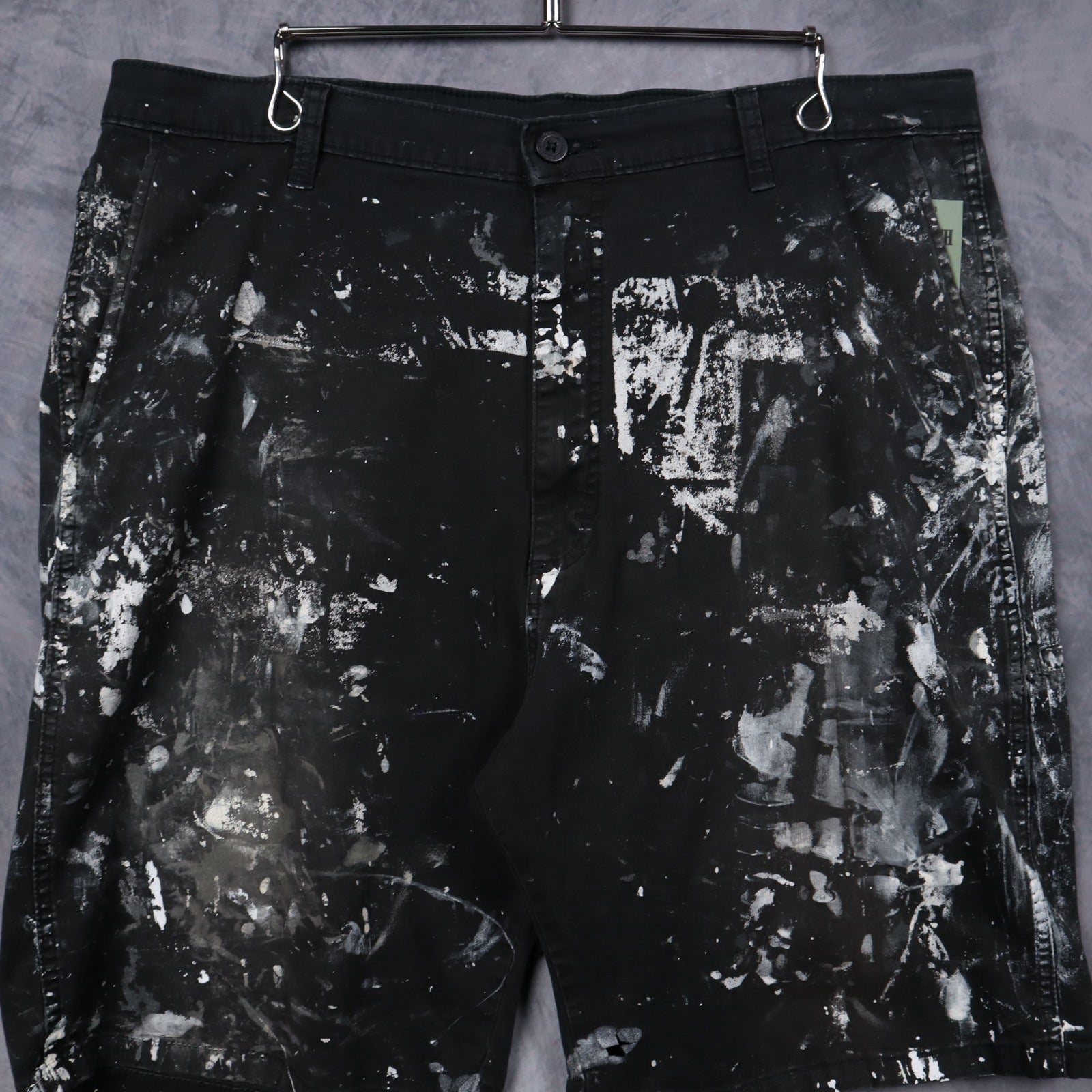 Y2K Black Paint Splattered Work Shorts 5212