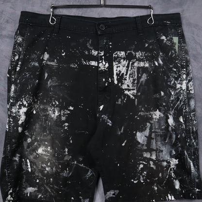 Y2K Black Paint Splattered Work Shorts 5212