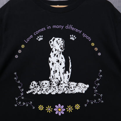 90s Black Dalmatian 'Love Comes In Many Different Spots' Shirt 5437