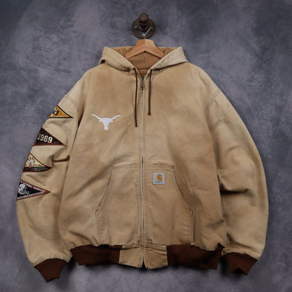 00s Tan Brown Carhartt Texas Longhorns Hooded Jacket 5904