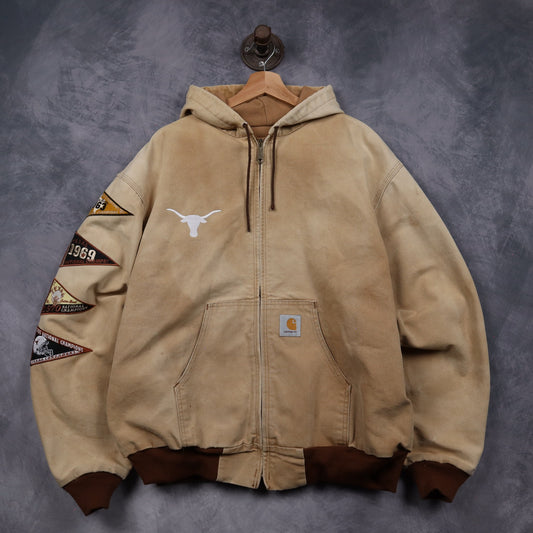 00s Tan Brown Carhartt Texas Longhorns Hooded Jacket 5904