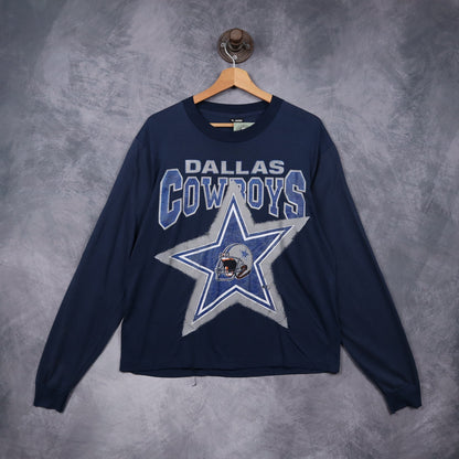 90s Navy Blue Dallas Cowboys Long Sleeve Shirt 6658